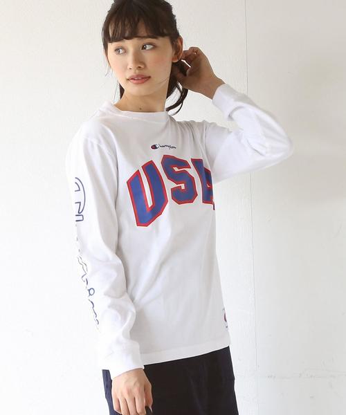Champion（チャンピオン）の「Champion ( チャンピオン ) ロゴロングスリーブカットソー（Tシャツ/カットソー・レディース・ホワイト/ネイビー・SMALL）」の16枚目の写真