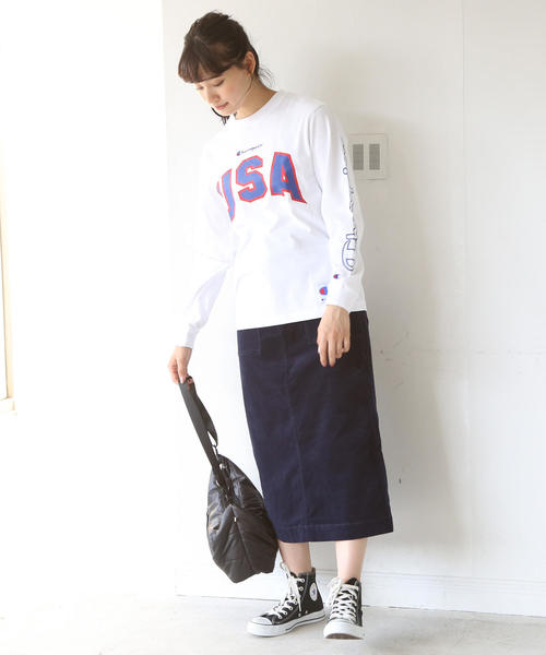 Champion（チャンピオン）の「Champion ( チャンピオン ) ロゴロングスリーブカットソー（Tシャツ/カットソー・レディース・ホワイト/ネイビー・SMALL）」の15枚目の写真