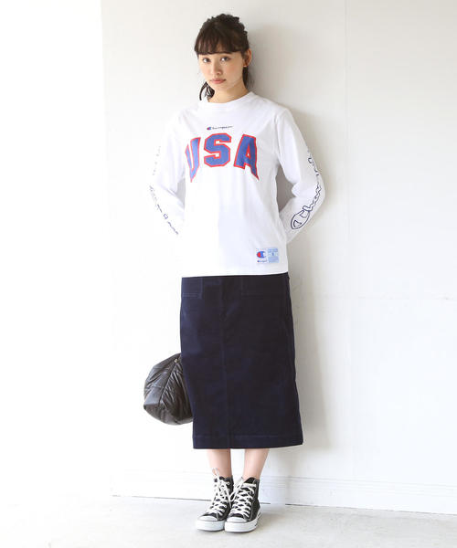 Champion（チャンピオン）の「Champion ( チャンピオン ) ロゴロングスリーブカットソー（Tシャツ/カットソー・レディース・ホワイト/ネイビー・SMALL）」の14枚目の写真