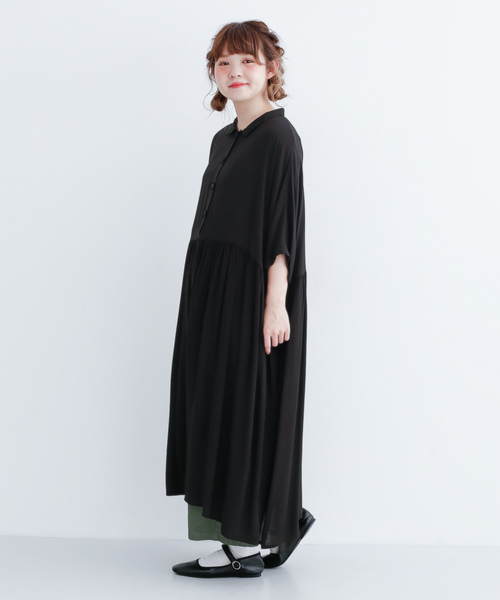 ウエスト切替ギャザーワンピース1623 ワンピース Merlot メルロー のファッション