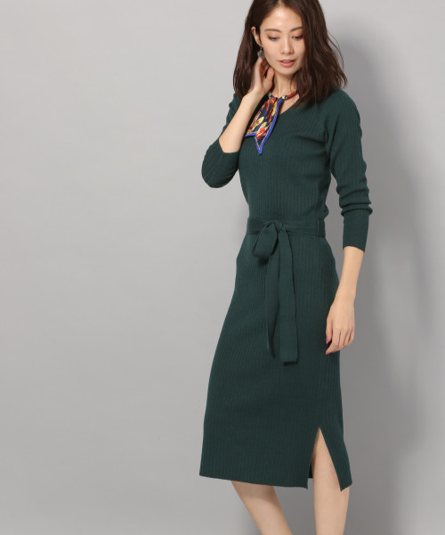 Andemiu（アンデミュウ）の「リブＩラインニットワンピース7分袖811853（ワンピース・レディース・グリーン/モカ/ネイビー・FREE）」の3枚目の写真