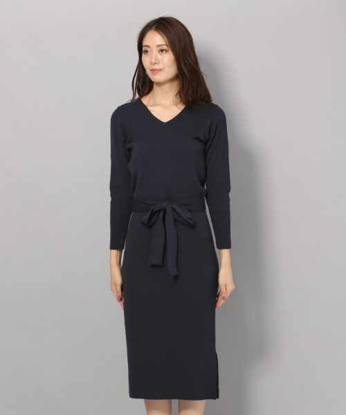 Andemiu（アンデミュウ）の「リブＩラインニットワンピース7分袖811853（ワンピース・レディース・グリーン/モカ/ネイビー・FREE）」の8枚目の写真