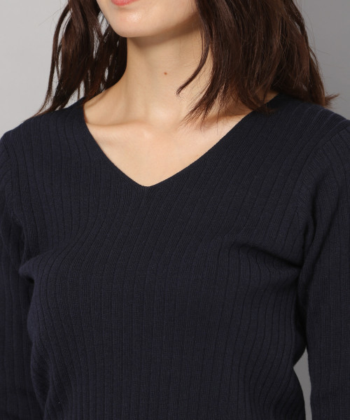 Andemiu（アンデミュウ）の「リブＩラインニットワンピース7分袖811853（ワンピース・レディース・グリーン/モカ/ネイビー・FREE）」の11枚目の写真