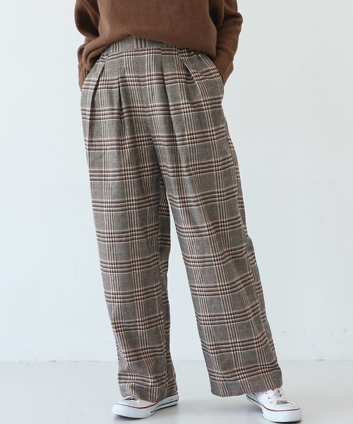 AMERICAN HOLIC（アメリカンホリック）の「・起毛タックワイドパンツ（その他パンツ・レディース・チャコールグレー/ブラック/ベージュ/キャメル/その他8/チェック/ブラック系その他3/ベージュ系その他4・M/L）」の8枚目の写真