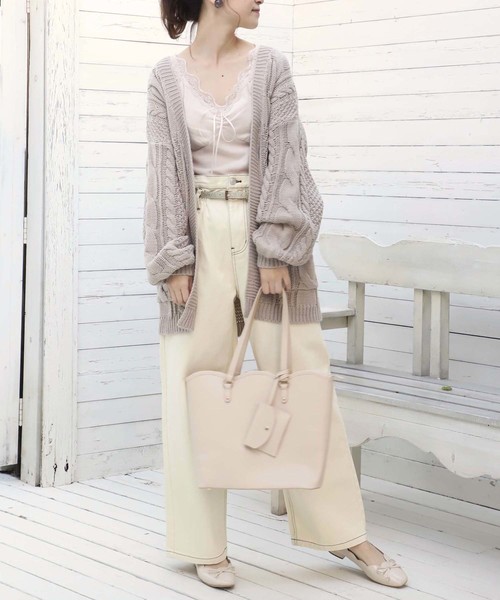 one after another NICE CLAUP（ワンアフターアナザーナイスクラップ）の「リボン付き レースタンク（タンクトップ・レディース・ダークブラウン/オフホワイト/アイボリー/グレイッシュベージュ/ライトベージュ/スモークピンク/モカ・FREE）」の16枚目の写真