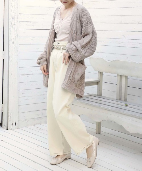 one after another NICE CLAUP（ワンアフターアナザーナイスクラップ）の「リボン付き レースタンク（タンクトップ・レディース・ダークブラウン/オフホワイト/アイボリー/グレイッシュベージュ/ライトベージュ/スモークピンク/モカ・FREE）」の18枚目の写真