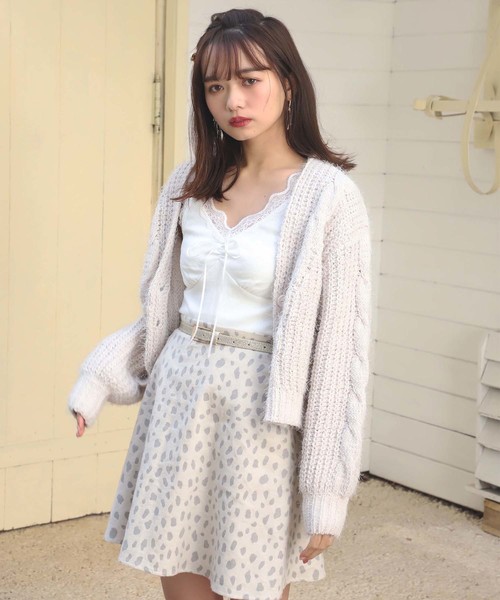 one after another NICE CLAUP（ワンアフターアナザーナイスクラップ）の「リボン付き レースタンク（タンクトップ・レディース・ダークブラウン/オフホワイト/アイボリー/グレイッシュベージュ/ライトベージュ/スモークピンク/モカ・FREE）」の13枚目の写真