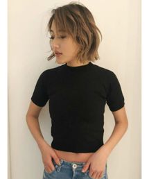 GYDA | ボトルネックハーフスリーブニットTOPS(ニット/セーター)
