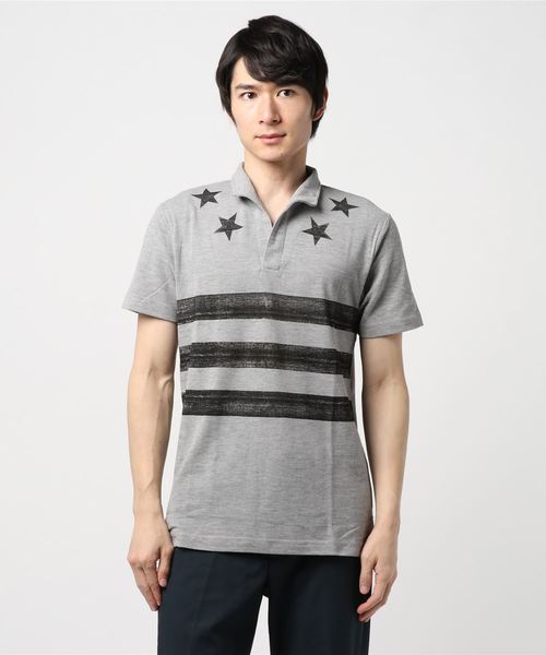 セール スターボーダープリント鹿の子イタリアン襟ワイヤー半袖ポロシャツビジネスカジュアル ポロシャツ Styleblock スタイルブロック のファッション通販 Zozotown