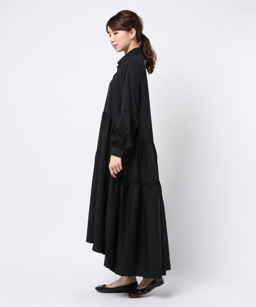 KOBE LETTUCE(コウベレタス)の「ボリュームティアードロングシャツワンピース(ワンピース・レディース・ホワイト/ブラック/モカ/ストライプ/グリーン・FREE)」の7枚目の写真