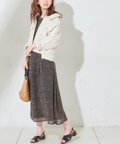 natural couture(ナチュラルクチュール)の「Wドロストリボンギャザーワンピース(ワンピース・レディース・ブラック/ベージュ/オレンジ/グリーン/ブラック系その他/ベージュ系その他・FREE)」の3枚目の写真