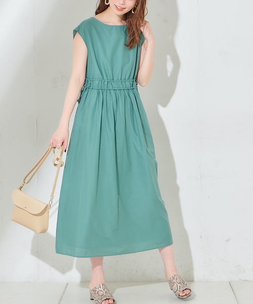 natural couture(ナチュラルクチュール)の「Wドロストリボンギャザーワンピース(ワンピース・レディース・ブラック/ベージュ/オレンジ/グリーン/ブラック系その他/ベージュ系その他・FREE)」の5枚目の写真