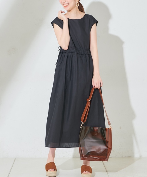 natural couture(ナチュラルクチュール)の「Wドロストリボンギャザーワンピース(ワンピース・レディース・ブラック/ベージュ/オレンジ/グリーン/ブラック系その他/ベージュ系その他・FREE)」の7枚目の写真