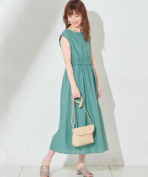 natural couture(ナチュラルクチュール)の「Wドロストリボンギャザーワンピース(ワンピース・レディース・ブラック/ベージュ/オレンジ/グリーン/ブラック系その他/ベージュ系その他・FREE)」の18枚目の写真