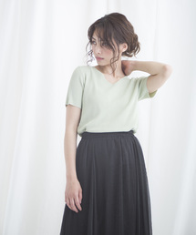 【Jewelobe/ ジュエローブ】 Vネット半袖TOPS