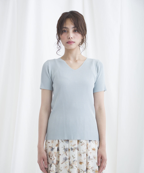 LUGG NAGG(ラグナグ)の「【Jewelobe/ ジュエローブ】 Vネット半袖TOPS(Tシャツ/カットソー・レディース・ブラック/オフホワイト/ピンク/イエロー/ブルー/グリーン・FREE)」の7枚目の写真