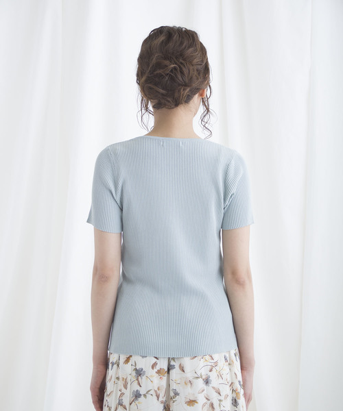 LUGG NAGG(ラグナグ)の「【Jewelobe/ ジュエローブ】 Vネット半袖TOPS(Tシャツ/カットソー・レディース・ブラック/オフホワイト/ピンク/イエロー/ブルー/グリーン・FREE)」の9枚目の写真