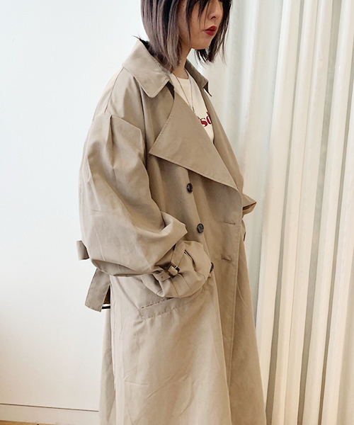 apres jour(アプレジュール)の「キャンディースリーブゆるトレンチ【ZOZOTOWN限定アイテム】19AW★(トレンチコート・レディース・スモークピンク/ライトベージュ/モカ・フリー)」の5枚目の写真