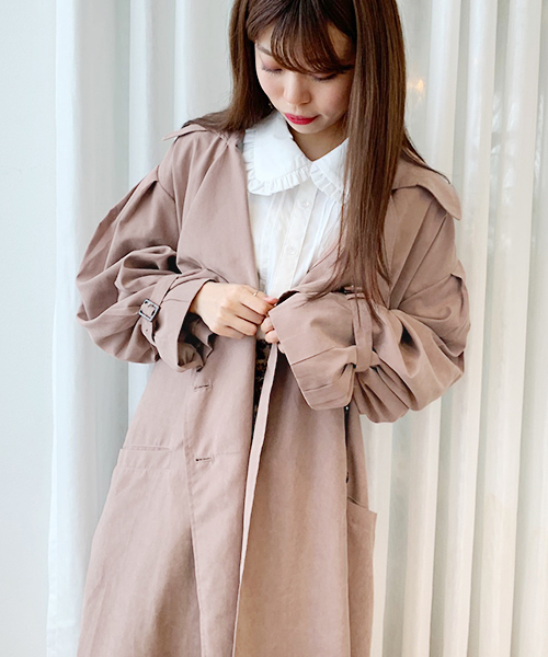 apres jour(アプレジュール)の「キャンディースリーブゆるトレンチ【ZOZOTOWN限定アイテム】19AW★(トレンチコート・レディース・スモークピンク/ライトベージュ/モカ・フリー)」の15枚目の写真