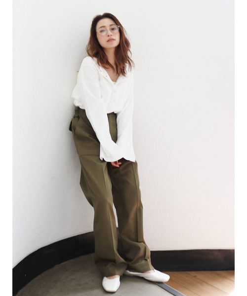 Ungrid（アングリッド）の「2WayハニカムロングスリーブTee（Tシャツ/カットソー・レディース・チャコールグレー/ブラウン/オフホワイト・FREE）」の6枚目の写真