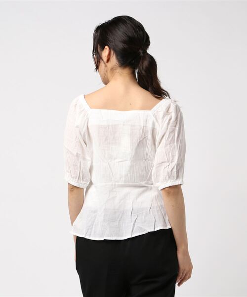 STYLEBLOCK（スタイルブロック）の「楊柳スクエアネックブラウス（シャツ/ブラウス・レディース・ブラック/オフホワイト/グリーン/モカ・M）」の6枚目の写真