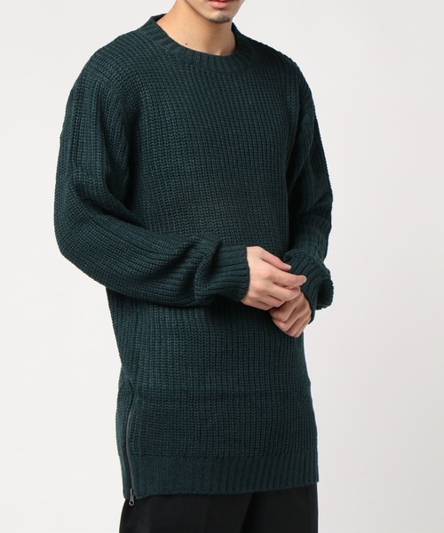 VIBGYOR(ヴィブジョー)の「VIBGYOR Select/畦編みロング丈モックネックニット(BL)(ニット/セーター・メンズ・ブラック/カーキ/アイボリー/杢グレー/ベージュ系その他/パープル系その他・MEDIUM/LARGE)」の5枚目の写真