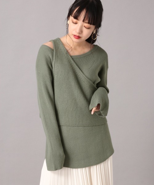 LOWRYS FARM（ローリーズファーム）の「リブアシメ２Ｐプルオーバー　861565（ニット/セーター・レディース・アイボリー/ブラック/ブラウン/グリーン系その他・FREE）」の4枚目の写真