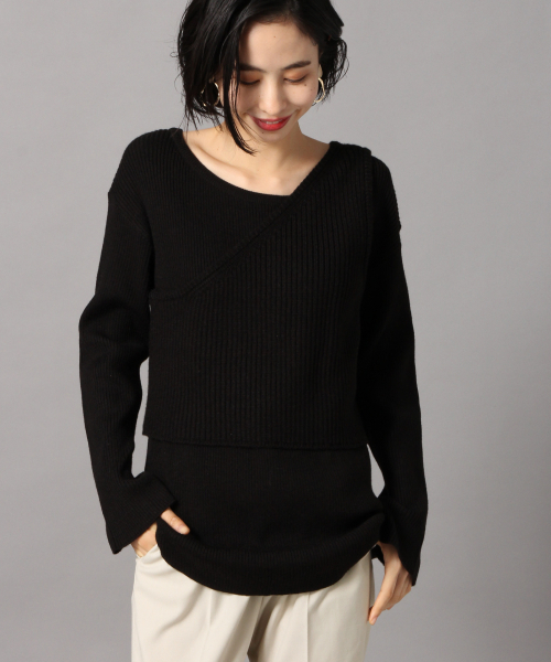 LOWRYS FARM（ローリーズファーム）の「リブアシメ２Ｐプルオーバー　861565（ニット/セーター・レディース・アイボリー/ブラック/ブラウン/グリーン系その他・FREE）」の2枚目の写真