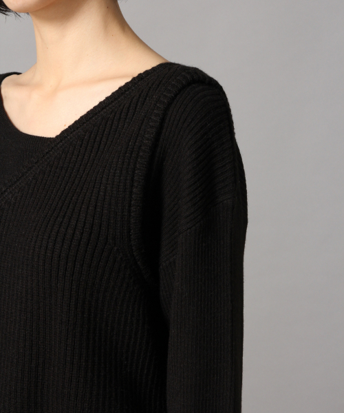 LOWRYS FARM（ローリーズファーム）の「リブアシメ２Ｐプルオーバー　861565（ニット/セーター・レディース・アイボリー/ブラック/ブラウン/グリーン系その他・FREE）」の5枚目の写真