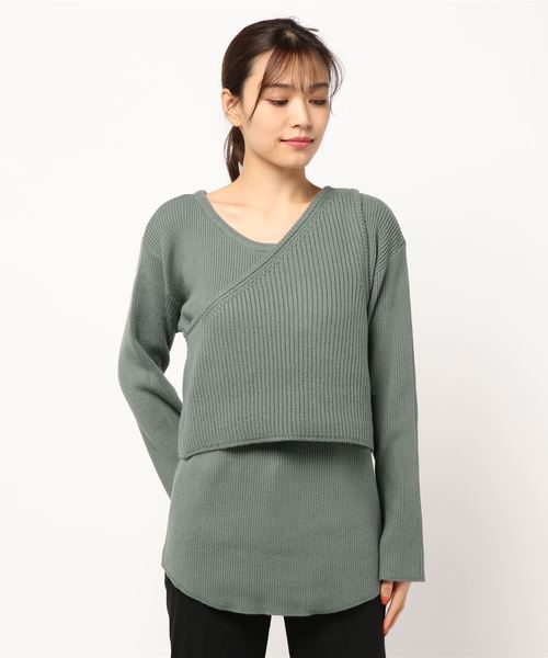 LOWRYS FARM（ローリーズファーム）の「リブアシメ２Ｐプルオーバー　861565（ニット/セーター・レディース・アイボリー/ブラック/ブラウン/グリーン系その他・FREE）」の15枚目の写真