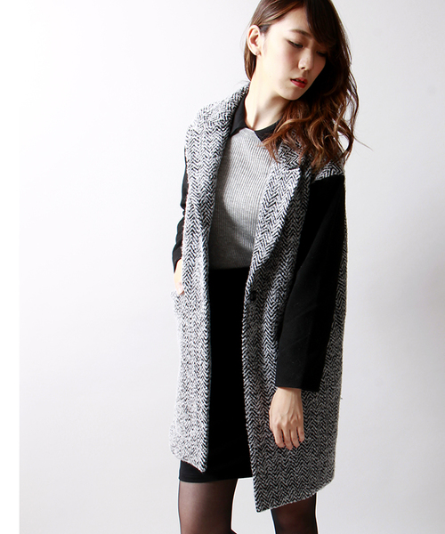 WEGO（ウィゴー）の「WEGO/バイカラーチェスターコート（チェスターコート・レディース・グレー系その他/その他1・FREE）」の2枚目の写真