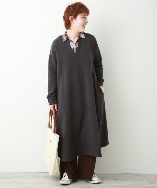 n'ee-ne（ネーネ）の「裏起毛キーネックワンピース（ワンピース・レディース・ブラック系その他/グレー系その他/ブラウン系その他/ベージュ系その他/ブラック系その他2/グレー系その他2/ブラウン系その他2/ベージュ系その他2・FREE）」の4枚目の写真