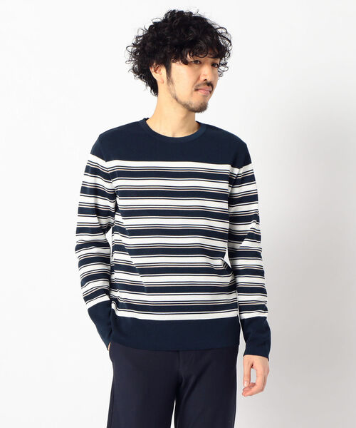 NOLLEY'S goodman(ノーリーズグッドマン)の「ミラノリブボーダープルオーバーニット 20SS(ニット/セーター・メンズ・ネイビー/グレー/ホワイト・LARGE/MEDIUM/SMALL)」の3枚目の写真