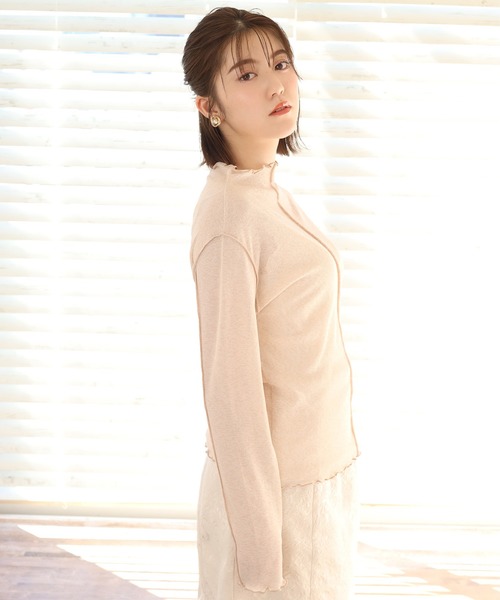 one after another NICE CLAUP（ワンアフターアナザーナイスクラップ）の「プチハイネックシアーインナー（Tシャツ/カットソー・レディース・ブラウン/グリーン/ピンクベージュ・FREE）」の4枚目の写真