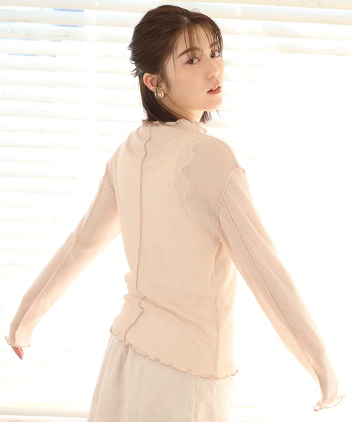 one after another NICE CLAUP（ワンアフターアナザーナイスクラップ）の「プチハイネックシアーインナー（Tシャツ/カットソー・レディース・ブラウン/グリーン/ピンクベージュ・FREE）」の5枚目の写真