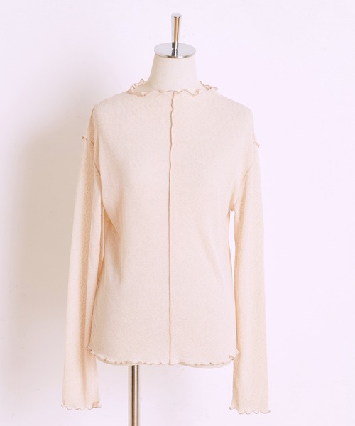 one after another NICE CLAUP（ワンアフターアナザーナイスクラップ）の「プチハイネックシアーインナー（Tシャツ/カットソー・レディース・ブラウン/グリーン/ピンクベージュ・FREE）」の13枚目の写真