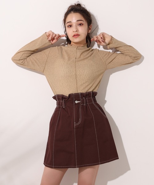 one after another NICE CLAUP（ワンアフターアナザーナイスクラップ）の「プチハイネックシアーインナー（Tシャツ/カットソー・レディース・ブラウン/グリーン/ピンクベージュ・FREE）」の8枚目の写真