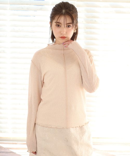 one after another NICE CLAUP（ワンアフターアナザーナイスクラップ）の「プチハイネックシアーインナー（Tシャツ/カットソー・レディース・ブラウン/グリーン/ピンクベージュ・FREE）」の19枚目の写真