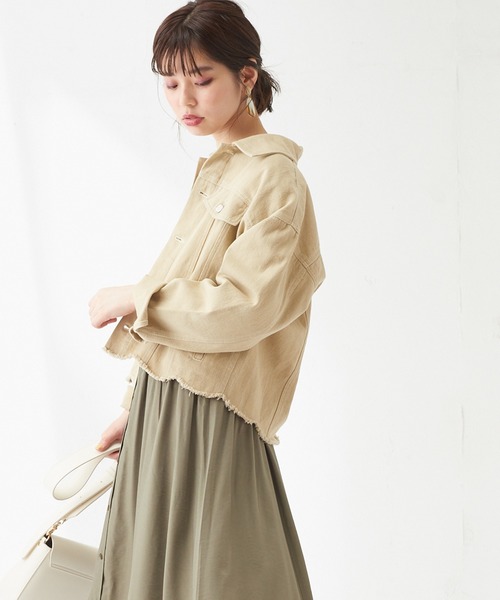 natural couture(ナチュラルクチュール)の「スカラップGジャン(デニムジャケット・レディース・ブルー/アイボリー/ベージュ・FREE)」の3枚目の写真