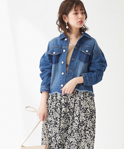 natural couture(ナチュラルクチュール)の「スカラップGジャン(デニムジャケット・レディース・ブルー/アイボリー/ベージュ・FREE)」の14枚目の写真