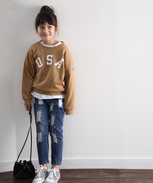 classicalelf（クラシカルエルフ）の「キッズ USAスウェット(長袖)（スウェット・キッズ・ホワイト/ブラック/ベージュ/ライトカーキ/杢グレー・130/140/150/110/120）」の12枚目の写真