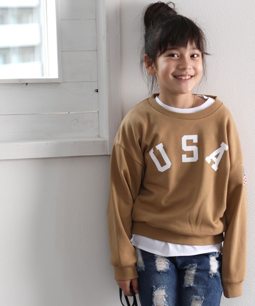 classicalelf（クラシカルエルフ）の「キッズ USAスウェット(長袖)（スウェット・キッズ・ホワイト/ブラック/ベージュ/ライトカーキ/杢グレー・130/140/150/110/120）」の14枚目の写真