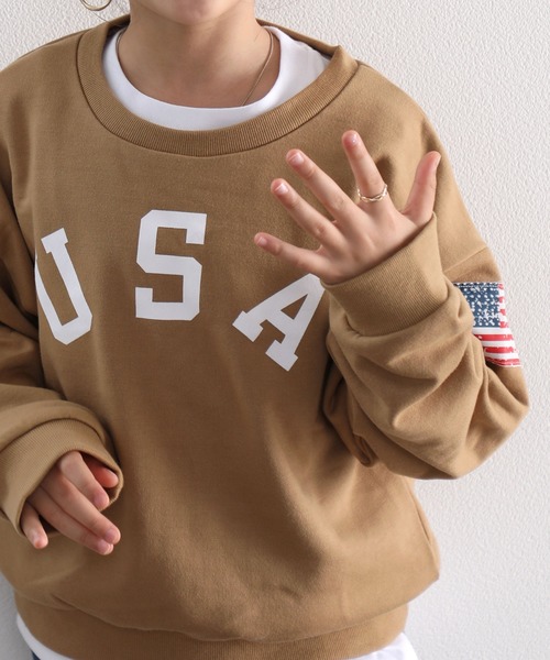 classicalelf（クラシカルエルフ）の「キッズ USAスウェット(長袖)（スウェット・キッズ・ホワイト/ブラック/ベージュ/ライトカーキ/杢グレー・130/140/150/110/120）」の13枚目の写真