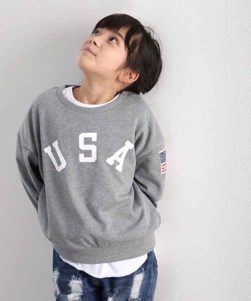 classicalelf（クラシカルエルフ）の「キッズ USAスウェット(長袖)（スウェット・キッズ・ホワイト/ブラック/ベージュ/ライトカーキ/杢グレー・130/140/150/110/120）」の7枚目の写真