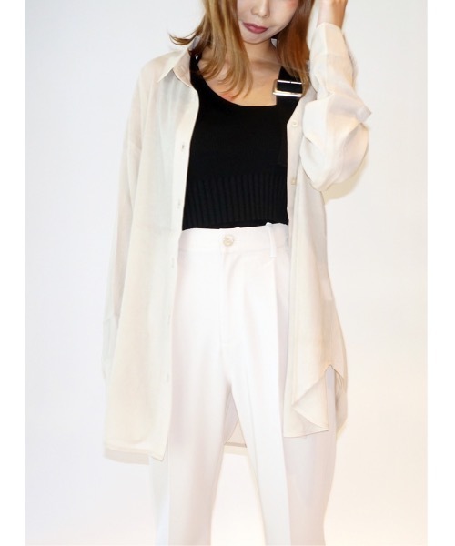 one way（ワンウェイ）の「BIGシアーシャツ（シャツ/ブラウス・レディース・ホワイト/ベージュ/ライトパープル・FREE）」の3枚目の写真