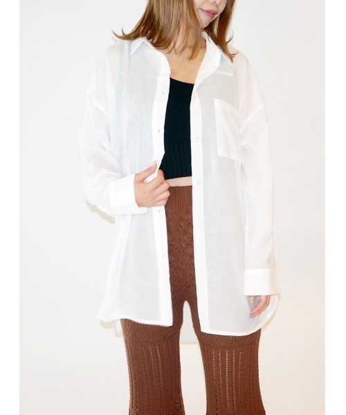 one way（ワンウェイ）の「BIGシアーシャツ（シャツ/ブラウス・レディース・ホワイト/ベージュ/ライトパープル・FREE）」の4枚目の写真