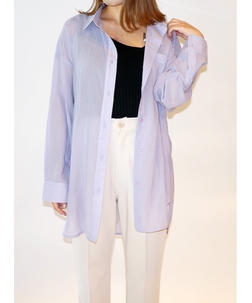 one way（ワンウェイ）の「BIGシアーシャツ（シャツ/ブラウス・レディース・ホワイト/ベージュ/ライトパープル・FREE）」の9枚目の写真