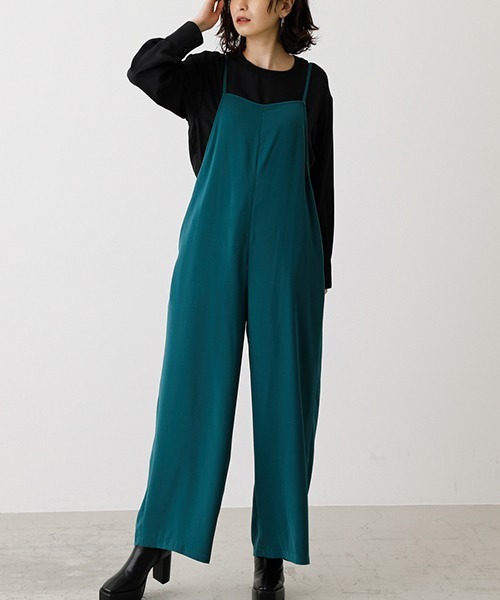 AZUL by moussy(アズールバイマウジー)の「STRING SALOPETTE/ストリングサロンペット(つなぎ/オールインワン・レディース・ブラック/ダークグリーン/ライトブラウン・SMALL/MEDIUM)」の3枚目の写真
