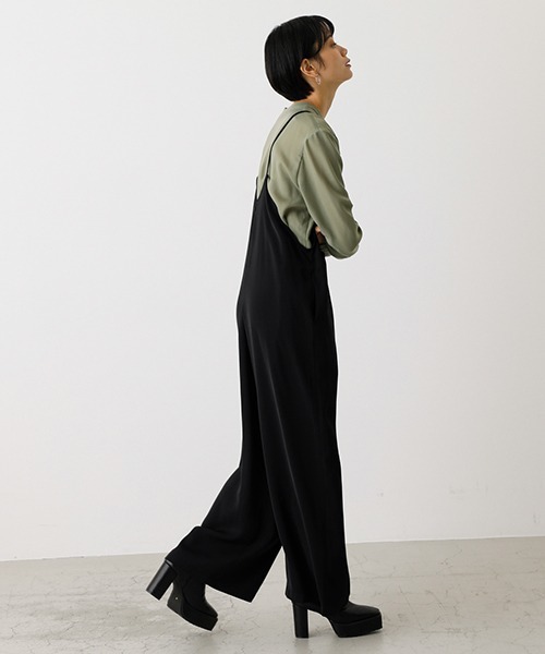 AZUL by moussy(アズールバイマウジー)の「STRING SALOPETTE/ストリングサロンペット(つなぎ/オールインワン・レディース・ブラック/ダークグリーン/ライトブラウン・SMALL/MEDIUM)」の7枚目の写真