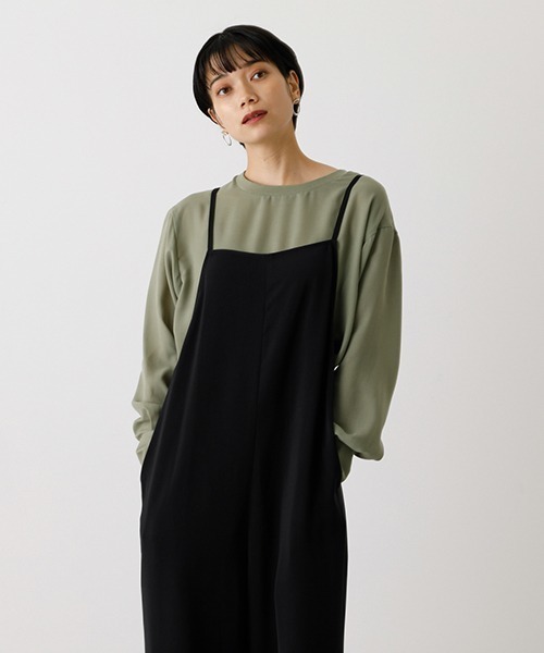 AZUL by moussy(アズールバイマウジー)の「STRING SALOPETTE/ストリングサロンペット(つなぎ/オールインワン・レディース・ブラック/ダークグリーン/ライトブラウン・SMALL/MEDIUM)」の8枚目の写真